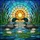 Nature Lovers' Tiffany Stained Glass Loons Marsh Mosaic Radiant Sun Teal Blue Orange Stained Glass Suncatcher - 6