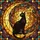 Celestial Cat Lovers' Intricate Tiffany Stained Glass Black Cat Crescent Moon Golden Star Orange Gold Teal Purple Stained Glass Suncatcher - 6