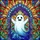 Whimsical Art Fans' Friendly Ghost Stained Glass Gothic Arch Jewel Tone Mosaic Stained Glass Suncatcher - 6