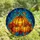 Autumn Lovers' Highly Detailed Stained Glass Tiffany Style Plump Pumpkin & Autumn Leaves with Blue Teal Mosaic Stained Glass Suncatcher - 4