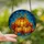 Autumn Lovers' Highly Detailed Stained Glass Tiffany Style Plump Pumpkin & Autumn Leaves with Blue Teal Mosaic Stained Glass Suncatcher - 2
