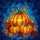 Autumn Lovers' Highly Detailed Stained Glass Tiffany Style Plump Pumpkin & Autumn Leaves with Blue Teal Mosaic Stained Glass Suncatcher - 6
