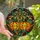 Halloween Enthusiasts' Cheerful Jack-o'-lantern Stained Glass Mosaic Fiery Orange Teal Jewel Tones Bold Lead Lines Stained Glass Suncatcher - 1