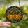 Halloween Enthusiasts' Cheerful Jack-o'-lantern Stained Glass Mosaic Fiery Orange Teal Jewel Tones Bold Lead Lines Stained Glass Suncatcher - 2