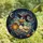 Whimsical Art Fans' High Contrast Tiffany Style Stained Glass Witch Duck Glowing Jack-o'-Lantern Purple Orange Blue Swirls Stained Glass Suncatcher - 4