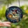 Whimsical Art Fans' High Contrast Tiffany Style Stained Glass Witch Duck Glowing Jack-o'-Lantern Purple Orange Blue Swirls Stained Glass Suncatcher - 2