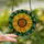 Nature Lovers' Vibrant Tiffany Stained Glass Sunflower Golden Yellow Orange Emerald Teal Mosaic Art Stained Glass Suncatcher - 2