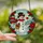 Festive Winter Fans' Intricate Tiffany-Style Stained Glass Snowman Winter Landscape with Jewel Tone Poinsettias, Holly & Songbirds Stained Glass Suncatcher - yOe0mJ5E3C