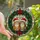 Cat Lovers' Festive Stained Glass Orange Tabby Cats Santa Hats Holly Wreath Design Stained Glass Suncatcher - 1