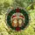 Cat Lovers' Festive Stained Glass Orange Tabby Cats Santa Hats Holly Wreath Design Stained Glass Suncatcher - 4