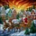 Christmas Lovers' Stained Glass Tiffany Style Santa Sleigh Reindeer Christmas Village Mosaic Red Green Yellow Orange Stained Glass Suncatcher - 6