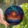 Nature Lovers' Tiffany Stained Glass Celestial Aurora Pine Tree Mountain Mosaic Deep Blue Orange Purple Jewel Tones Stained Glass Suncatcher - 1