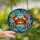 Ocean Lovers' Intricate Stained Glass Happy Crab Glowing Orange Red Yellow Aqua Blue Underwater Mosaic Stained Glass Suncatcher - 2