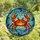 Ocean Lovers' Intricate Stained Glass Happy Crab Glowing Orange Red Yellow Aqua Blue Underwater Mosaic Stained Glass Suncatcher - 4