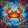 Ocean Lovers' Intricate Stained Glass Happy Crab Glowing Orange Red Yellow Aqua Blue Underwater Mosaic Stained Glass Suncatcher - 7