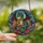 Fantasy Art Lovers' Majestic Stained Glass Dragon Books Teacup Cosmic Teal Orange Magenta Stained Glass Suncatcher - 2