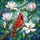 Nature Lovers' Vibrant Red Cardinal White Magnolia Stained Glass Mosaic Design Stained Glass Suncatcher - 7