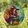 Fantasy Art Lovers' Tiffany Style Witch Ritual Purple Gown Auburn Hair Fiery Cauldron Jewel Tone Mystical Mosaic Stained Glass Suncatcher - 4