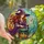 Fantasy Art Lovers' Tiffany Style Witch Ritual Purple Gown Auburn Hair Fiery Cauldron Jewel Tone Mystical Mosaic Stained Glass Suncatcher - 1