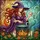 Fantasy Art Lovers' Tiffany Style Witch Ritual Purple Gown Auburn Hair Fiery Cauldron Jewel Tone Mystical Mosaic Stained Glass Suncatcher - 7