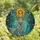 Nature Lovers' Majestic Stained Glass Stag Blue Eyes Elaborate Antlers Golden Sun Moon Mosaic Teal Icy Blue Ethereal Forest Pattern Stained Glass Suncatcher - 4