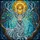 Nature Lovers' Majestic Stained Glass Stag Blue Eyes Elaborate Antlers Golden Sun Moon Mosaic Teal Icy Blue Ethereal Forest Pattern Stained Glass Suncatcher - 7