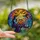 Spooky Aesthetic Fans' Tiffany Style Gothic Tea Party Mosaic with Blue Skeleton, Witch Hat, Glowing Jack-O'-Lanterns Stained Glass Suncatcher - 2