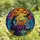 Spooky Aesthetic Fans' Tiffany Style Gothic Tea Party Mosaic with Blue Skeleton, Witch Hat, Glowing Jack-O'-Lanterns Stained Glass Suncatcher - 4