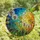 Nature Lovers' Intricate Stained Glass Dandelion Field Sunset Gradient Golden Orange Azure Blue Stained Glass Suncatcher - 4