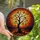 Halloween Art Lovers' Tiffany Style Stained Glass Jack-o'-Lantern Tree Vivid Jewel Tones Stained Glass Suncatcher - 1