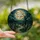 Gothic Art Lovers' Intricate Stained Glass Graveyard Full Moon Teal Emerald Jewel Design Stained Glass Suncatcher - 2