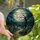 Gothic Art Lovers' Intricate Stained Glass Graveyard Full Moon Teal Emerald Jewel Design Stained Glass Suncatcher - 1