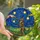 Cat Lovers' Jewel Tone Stained Glass Cat & Hand Creation Starry Night Blue Yellow Orange Mosaic Stained Glass Suncatcher - 1