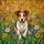 Jack Russell Terrier Owners' Vibrant Tiffany Stained Glass Jack Russell Wildflower Mosaic Art Yellow Orange Green Stained Glass Suncatcher - 7