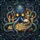 Dark Academia Enthusiasts' Tiffany Stained Glass Steampunk Octopus Skull Book Deep Blue Orange Stained Glass Suncatcher - 7