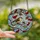 Nature Lovers' Jewel-Toned Stained Glass Winter Bird & Red Berries Mosaic Art Stained Glass Suncatcher - 2