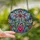 Faith-Inspired Tiffany Stained Glass Christian Cross Ruby Gem Fuchsia Heart Floral Mosaic Pattern Stained Glass Suncatcher - 2
