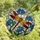 Nature Lovers' Intricate Jewel Tone Tiffany Style Red Dragonfly Blue Forget-Me-Nots Mosaic Stained Glass Suncatcher - 4