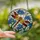 Nature Lovers' Intricate Jewel Tone Tiffany Style Red Dragonfly Blue Forget-Me-Nots Mosaic Stained Glass Suncatcher - 2