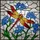Nature Lovers' Intricate Jewel Tone Tiffany Style Red Dragonfly Blue Forget-Me-Nots Mosaic Stained Glass Suncatcher - 7