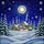 Winter Art Lovers' Glowing Tiffany Stained Glass Snowy Village Moonlit Indigo Sky Pattern Stained Glass Suncatcher - 7