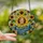 Art Lovers' Tiffany Stained Glass Smiling Portrait, Sunflower Mosaic, Butterflies & Blue Ribbon Design Stained Glass Suncatcher - 2