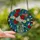 Art Lovers' Vibrant Stained Glass Ruby Poppy Sapphire Forget-Me-Not Mason Jar Bouquet, Patriotic Mosaic Pattern Stained Glass Suncatcher - 2