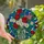 Art Lovers' Vibrant Stained Glass Ruby Poppy Sapphire Forget-Me-Not Mason Jar Bouquet, Patriotic Mosaic Pattern Stained Glass Suncatcher - 1