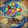 Whimsical Art Lovers' Intricate Tiffany Stained Glass Raccoon Floating Balloons Vibrant Jewel Tone Sky Mosaic Stained Glass Suncatcher - 7