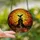 Halloween Fans' Intricate Stained Glass Haunted Castle Full Moon Bat Orange Black Jewel Tones Stained Glass Suncatcher - 2