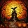 Halloween Fans' Intricate Stained Glass Haunted Castle Full Moon Bat Orange Black Jewel Tones Stained Glass Suncatcher - 7