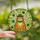 Cat Lovers' Blissful Orange Tabby Leprechaun Stained Glass Emerald Gold Jewel Tone Mosaic Stained Glass Suncatcher - 2