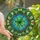 Stained Glass Art Lovers' Vibrant Tiffany Style Shamrock, Emerald Green & Sapphire Blue Floral Mosaic Design Stained Glass Suncatcher - 1