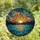Art Enthusiasts' Glowing Stained Glass Sunset Mosaic, Teal Blue Orange Purple Mountainscape Stained Glass Suncatcher - 4